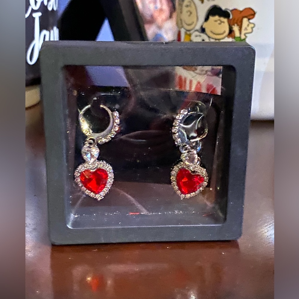 Elegant Red Heart Earrings